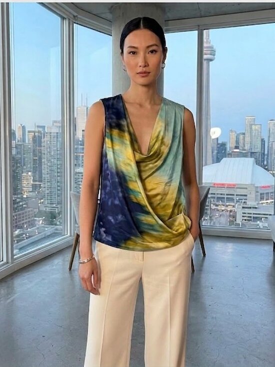 Elie Tahari Tops - Art-Inspired Elie Tahari Fluid Cowl Neck Sleeveless Blouse